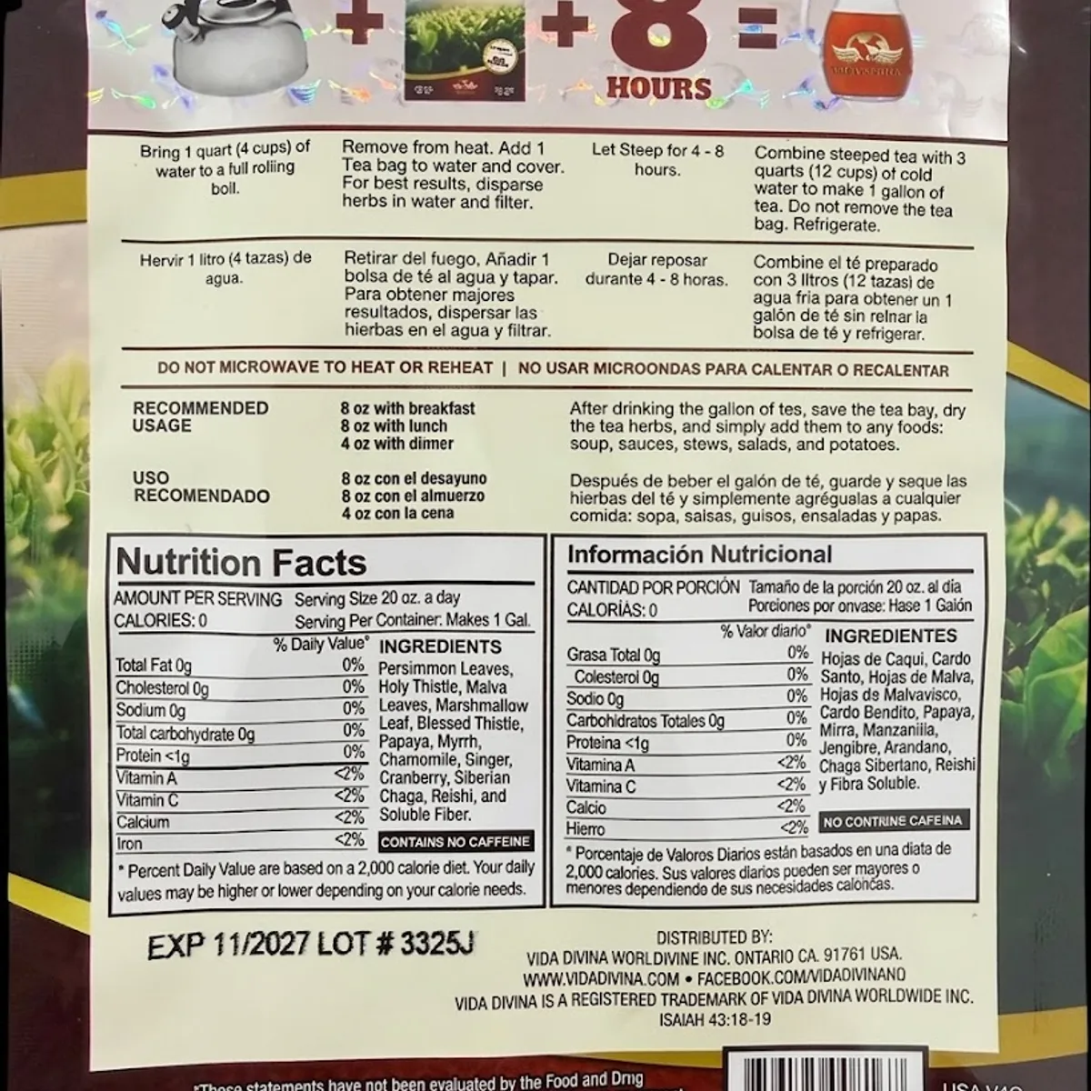 VIDA DIVINA - TE DIVINA X4 SOBRES