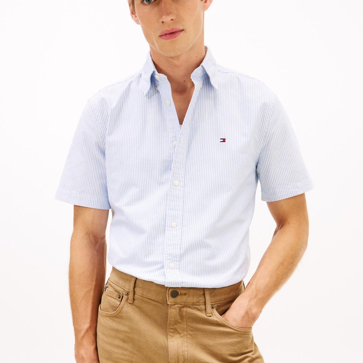 TOMMY HILFIGER - Camisa azul heritage oxford con diseño de rayas Tommy Hilfiger