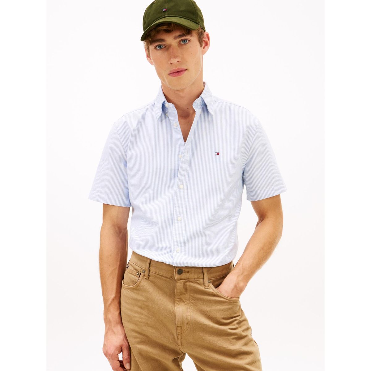 TOMMY HILFIGER - Camisa azul heritage oxford con diseño de rayas Tommy Hilfiger