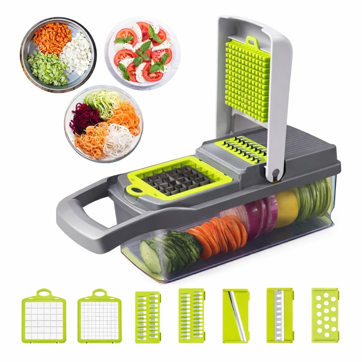 GENERAL - Picador Multifuncional de Verduras 8 en 1 con Cuchillas Intercambiables