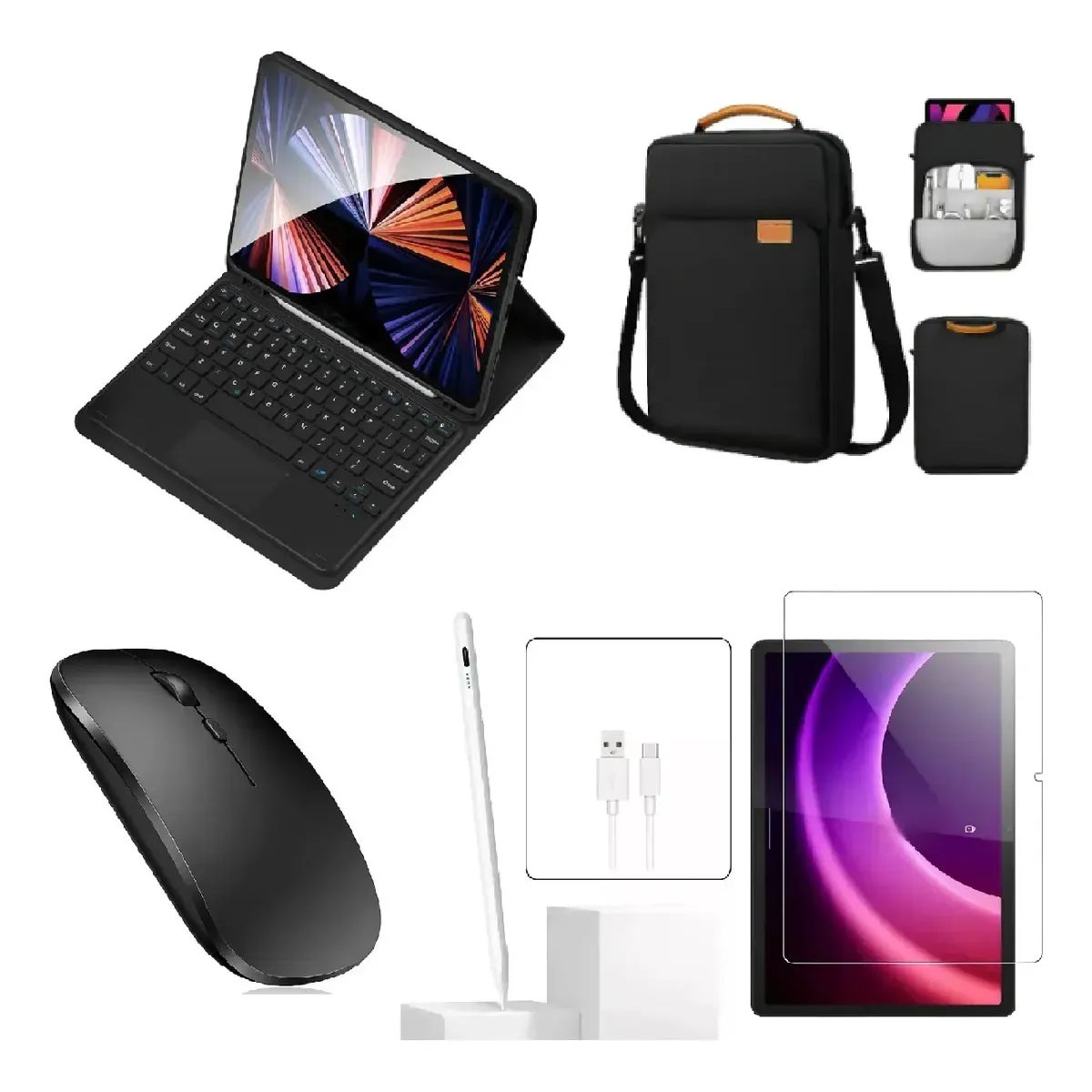 GENERICO - Estuche Teclado + Mouse + Bolso + Vidrio + Lapiz Para IPAD 10MA GEN 10.9