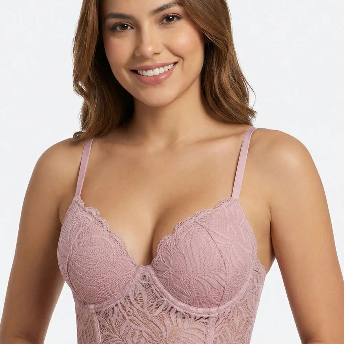 LILI PINK - Brasier tipo bustier con base inferior elaborada en encaje