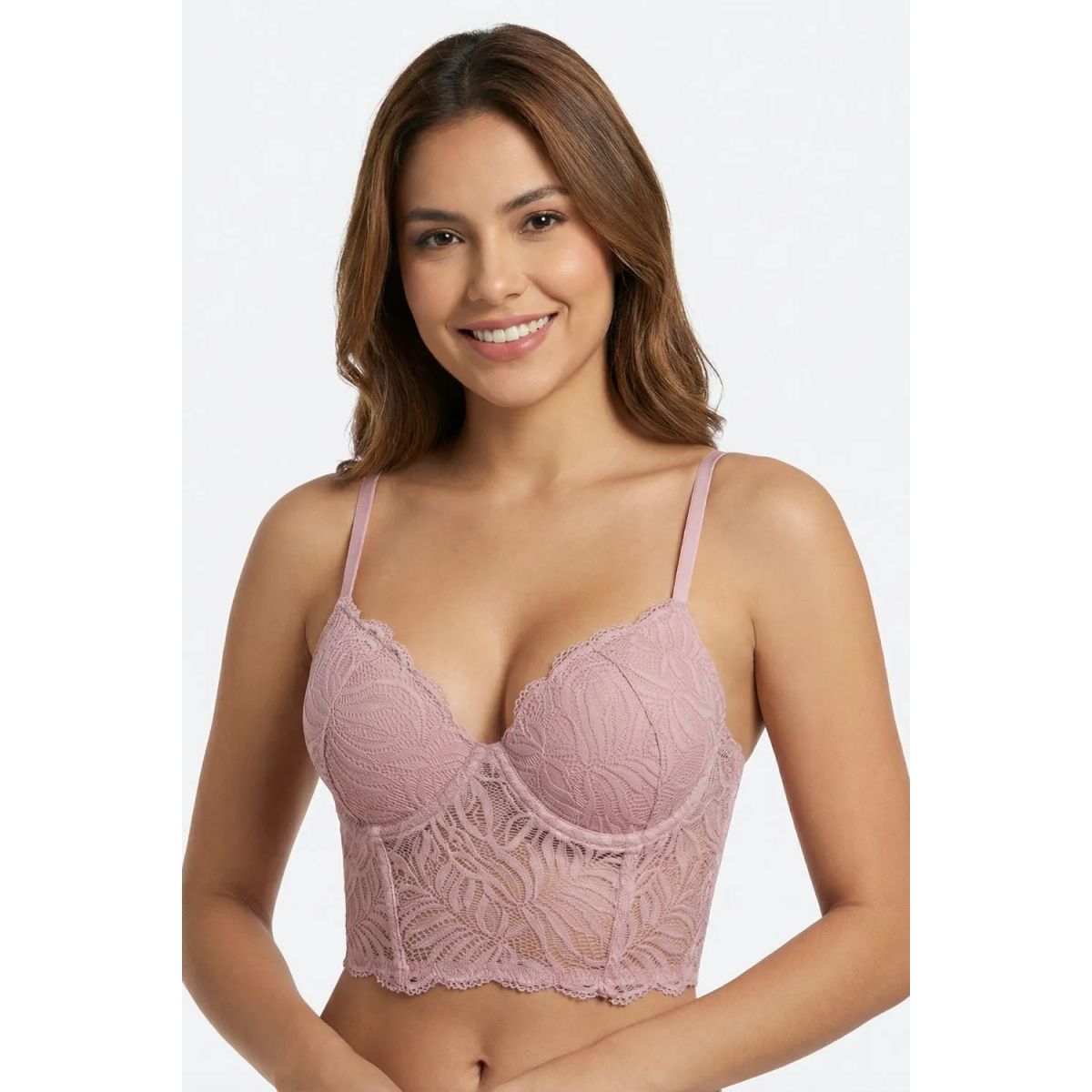 LILI PINK - Brasier tipo bustier con base inferior elaborada en encaje