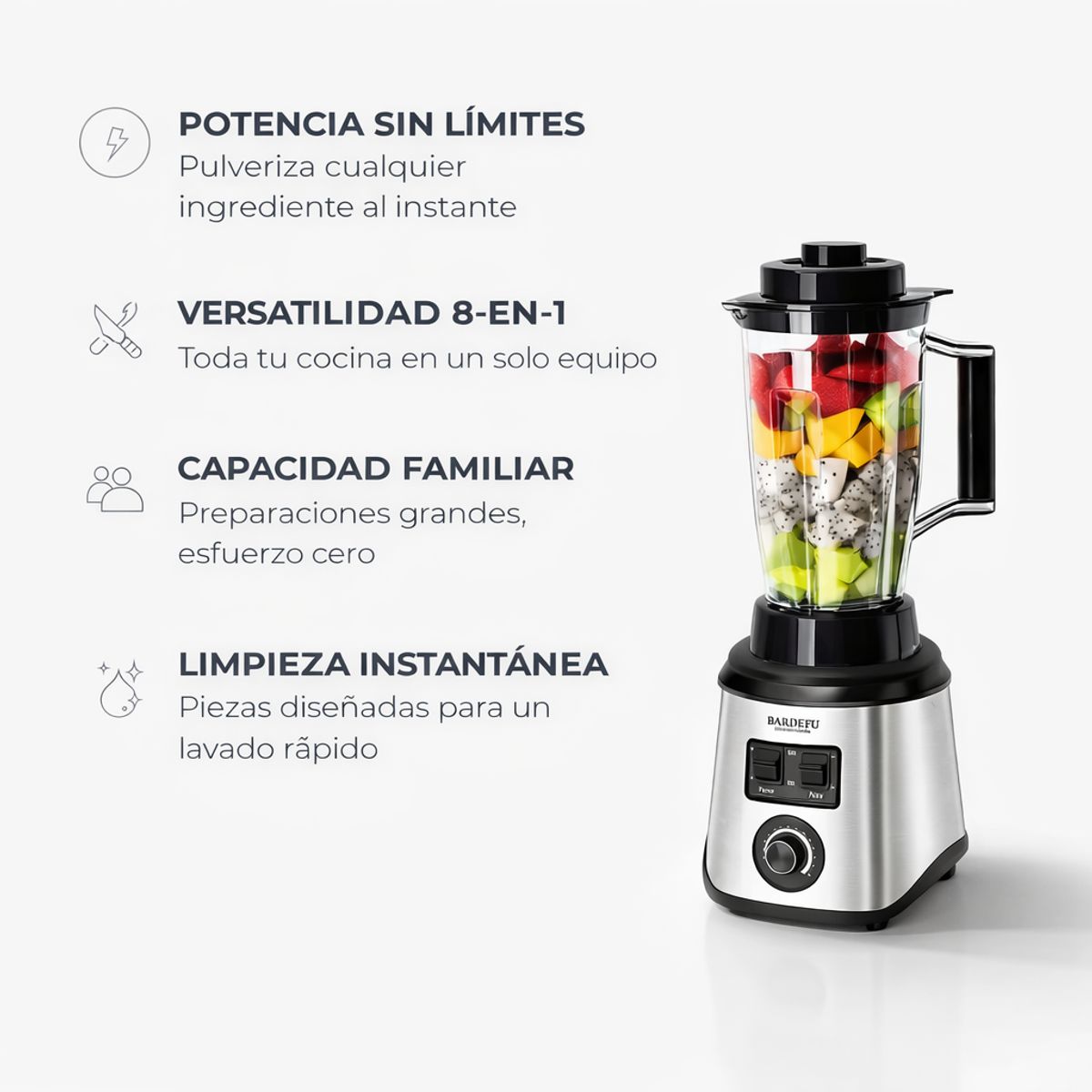 GENERICO - Licuadora Multifunciónal 8 en 1 3L con Accesorios