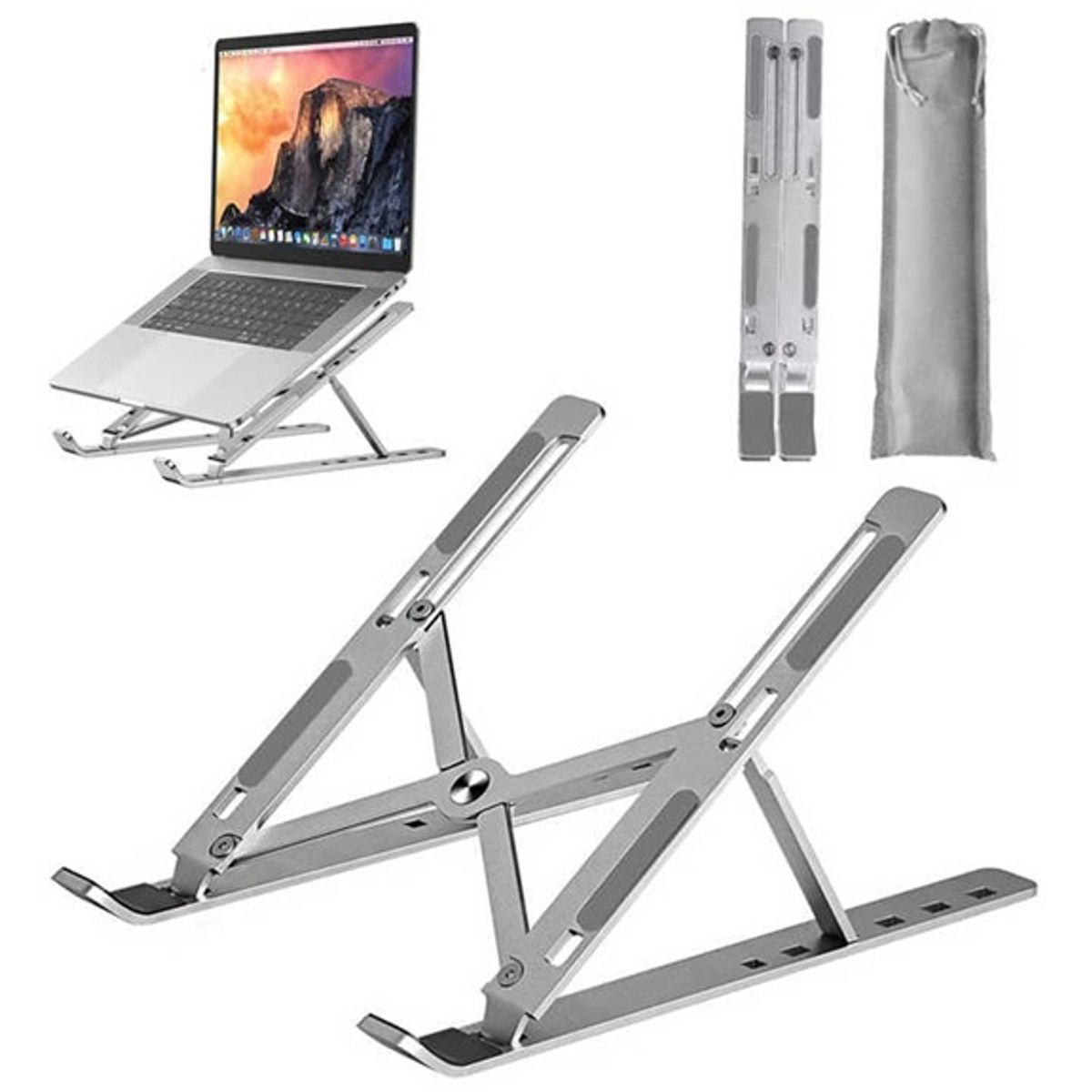 STAND - Soporte Premium Plateado Para Portátil Laptop MacBook en Aluminio Plegable