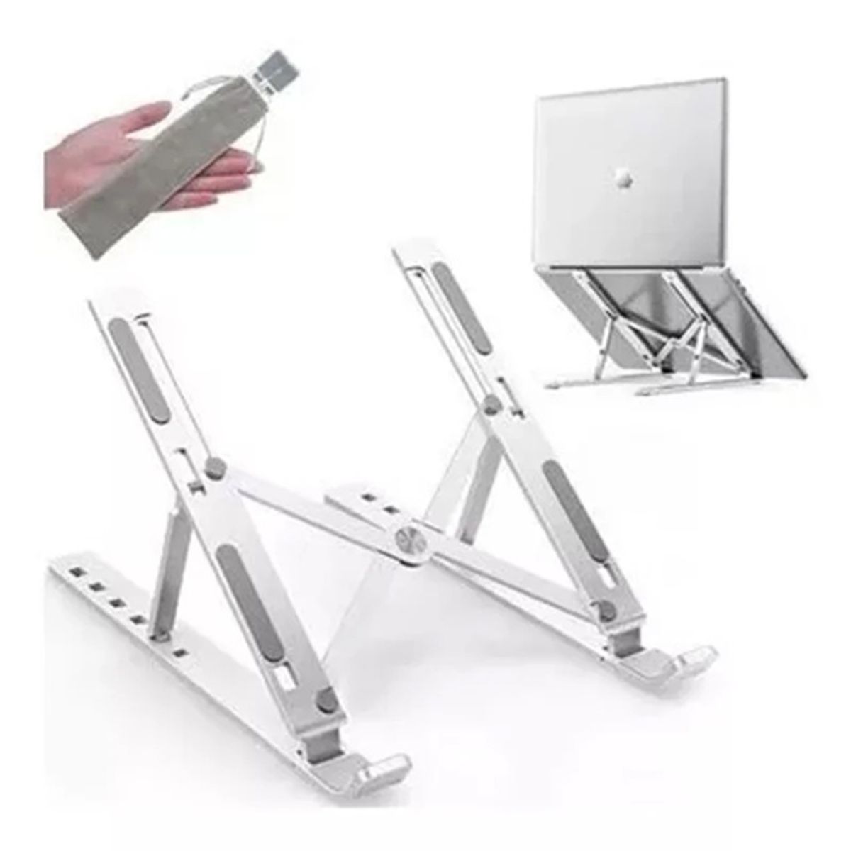 STAND - Soporte Premium Plateado Para Portátil Laptop MacBook en Aluminio Plegable