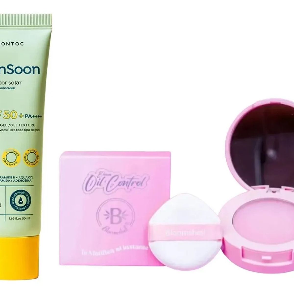 MONTOC MAKEUP - Polvo Matificante Oil Control Protector Solar Facial Mate