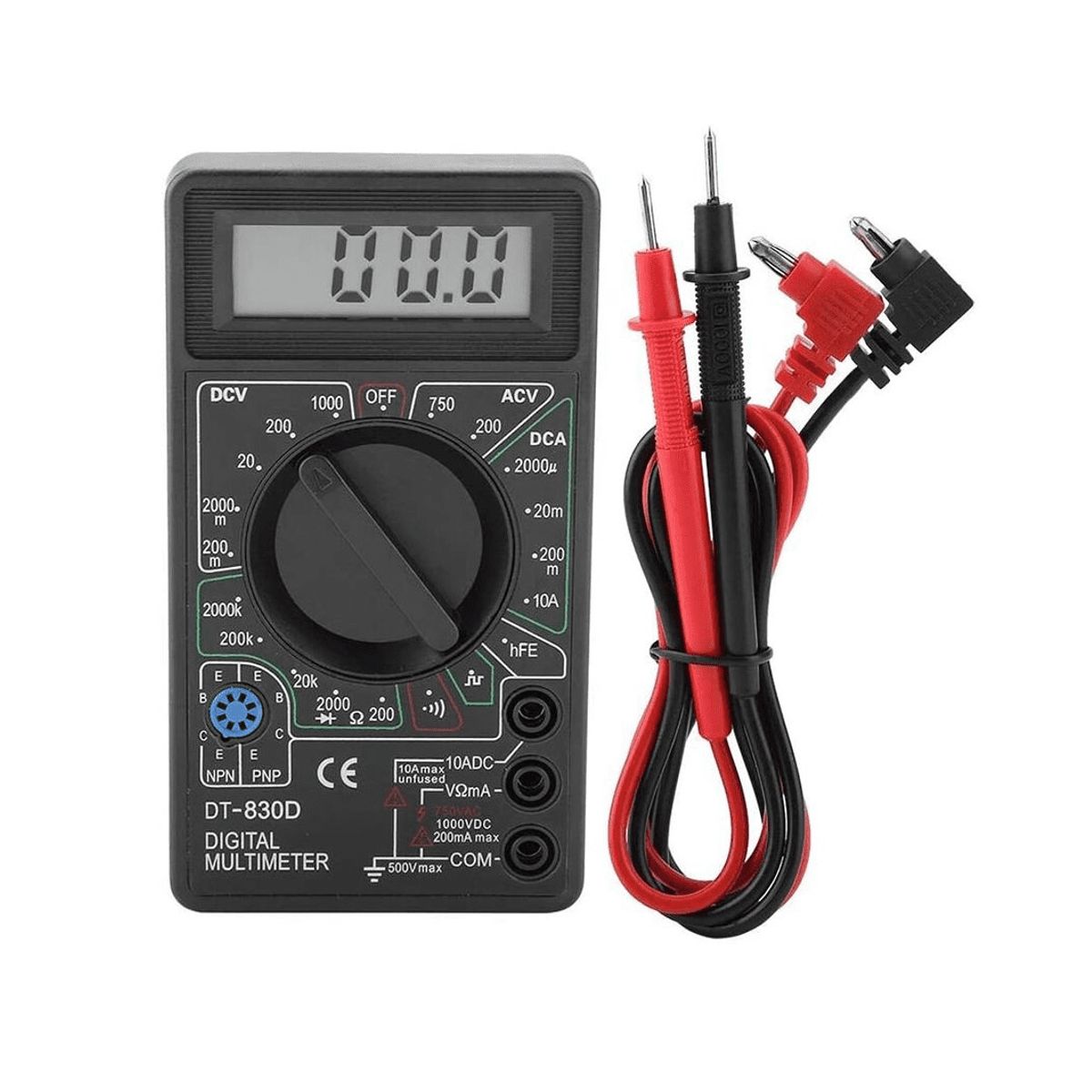 GENERICO - Mini Multímetro Digital DT-830D Portátil con Medición de Voltaje, Corriente y Resistencia