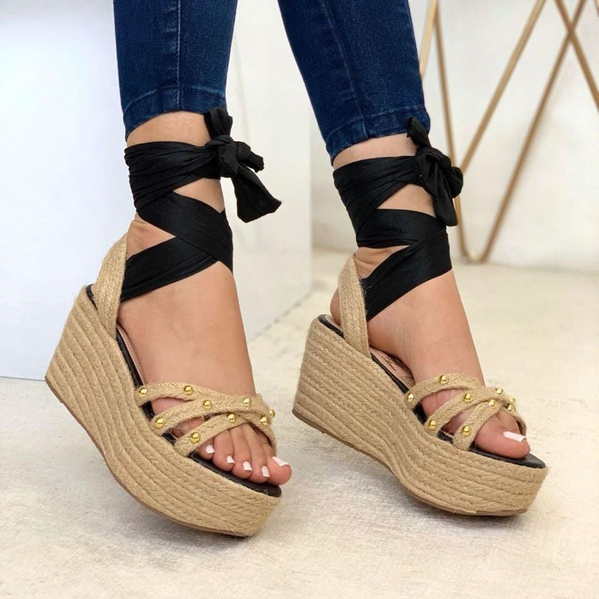 EVEGONZ - Zapatilla de Plataforma Sandalia Romana Negra Evegonz