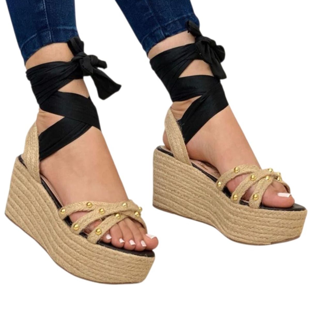 EVEGONZ - Zapatilla de Plataforma Sandalia Romana Negra Evegonz
