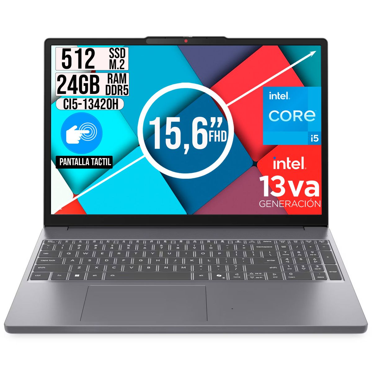 Lenovo - Portatil Lenovo IdeaPad Slim 3 Intel Core I5-13420h Ssd 512gb Ram 24gb 15.3"  Touch