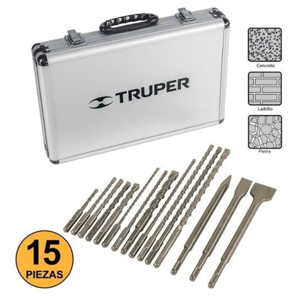 PRO - JUEGO DE BROCAS Y CINCELES 15PCS  DOBLE INSERTO DE CARBURO DE TUNGSTENO