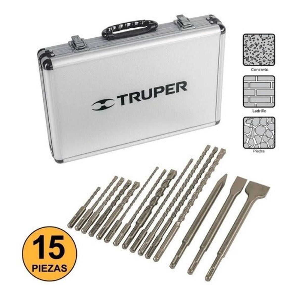 PRO - JUEGO DE BROCAS Y CINCELES 15PCS  DOBLE INSERTO DE CARBURO DE TUNGSTENO