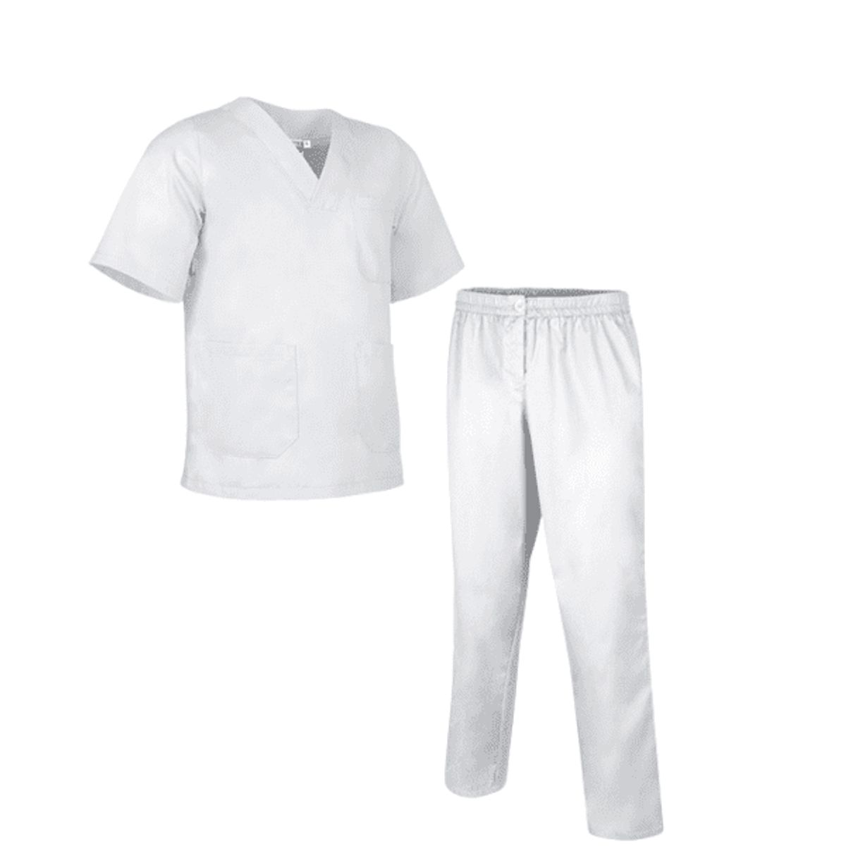 007PLUS - Uniforme en antifluido blanco sin bolsillos