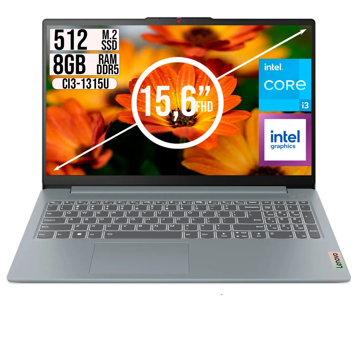 Lenovo - Portatil Lenovo  IdeaPad Slim 3 Intel Core I3-1315U Ssd 512gb Ram 8gb FHD 15.6"