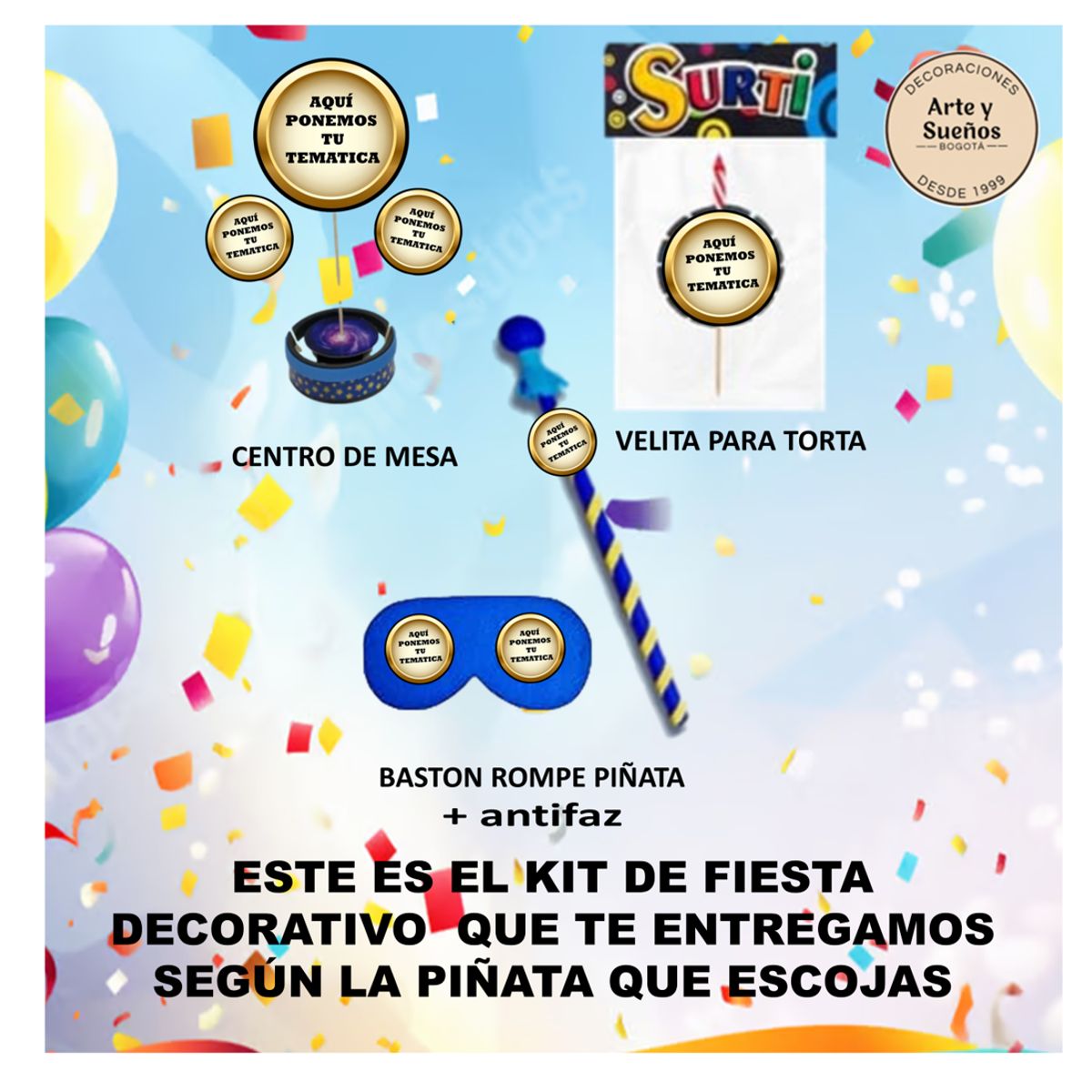 GENERICO - piñatas los Teletubbies + tarjeta de invitación digital + kit de fiesta