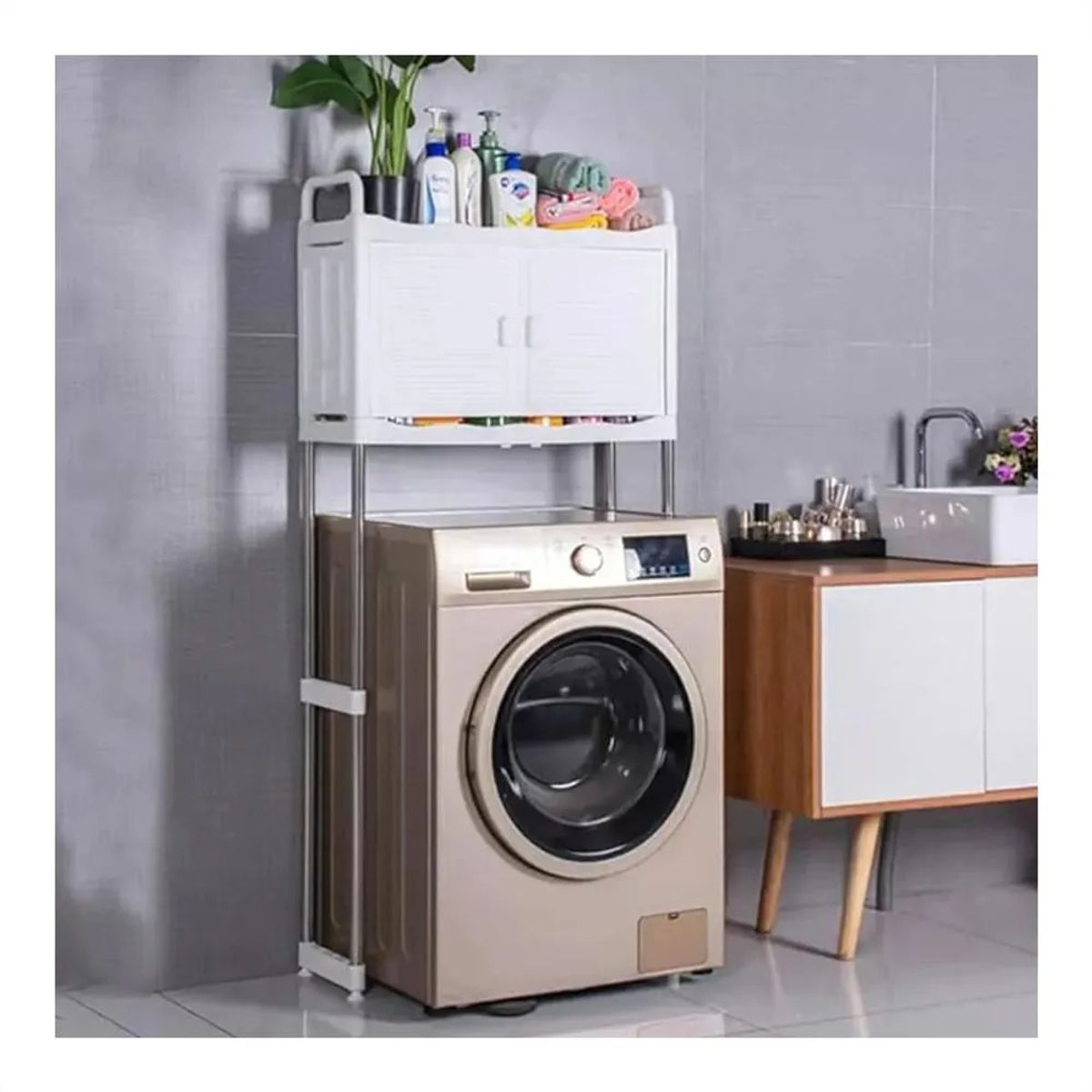 SHADOW - Organizador Rack Lavadora Cajonero Puertas Blanco