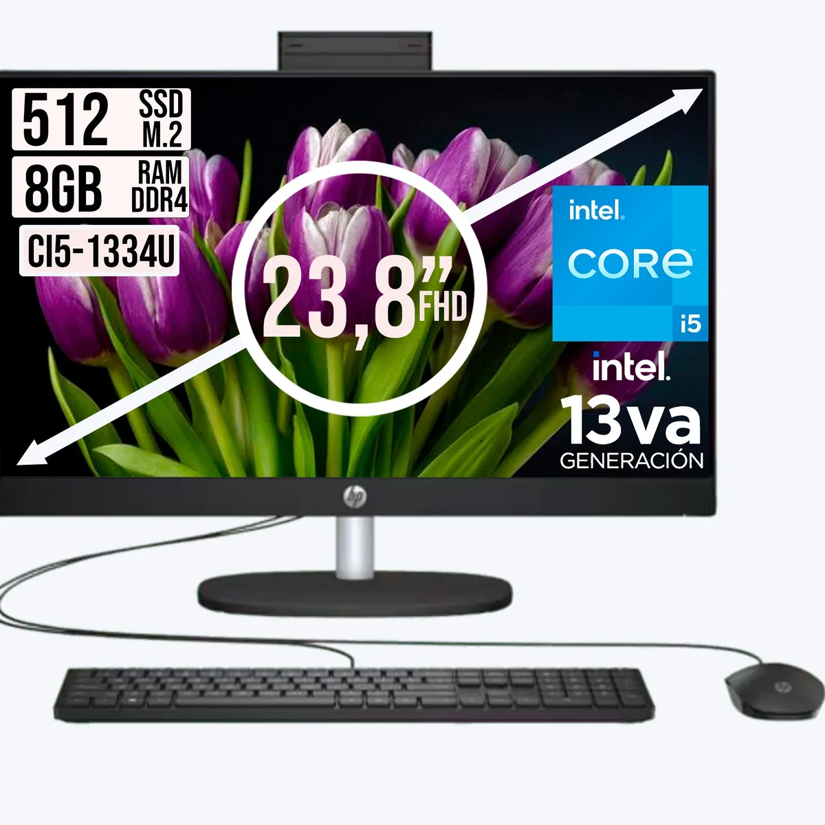 HP - Todo en Uno Hp 24-Cr Intel Core I5-1334u Ssd 512Gb Ram 8Gb Fhd 24