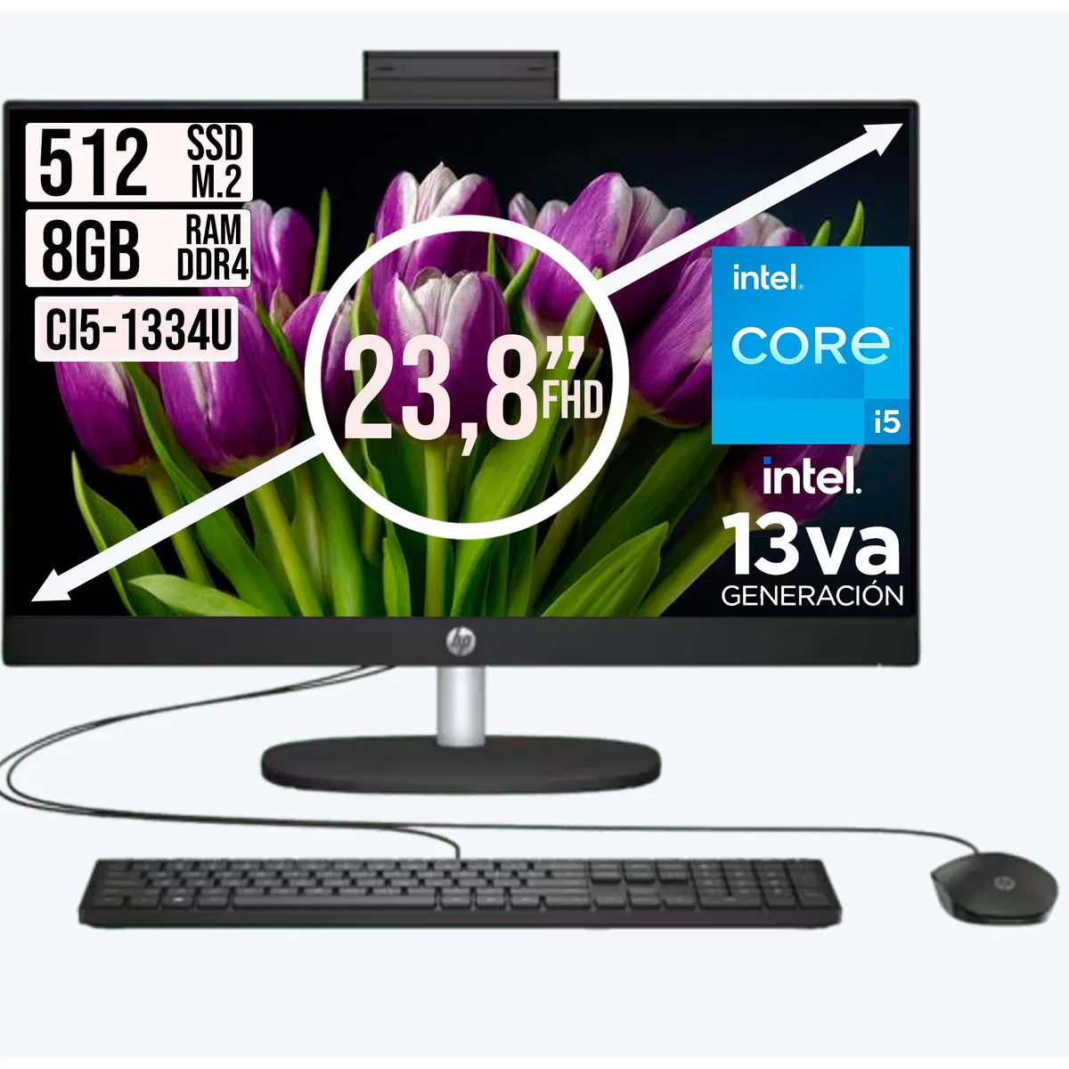 HP - Todo en Uno Hp 24-Cr Intel Core I5-1334u Ssd 512Gb Ram 8Gb Fhd 24