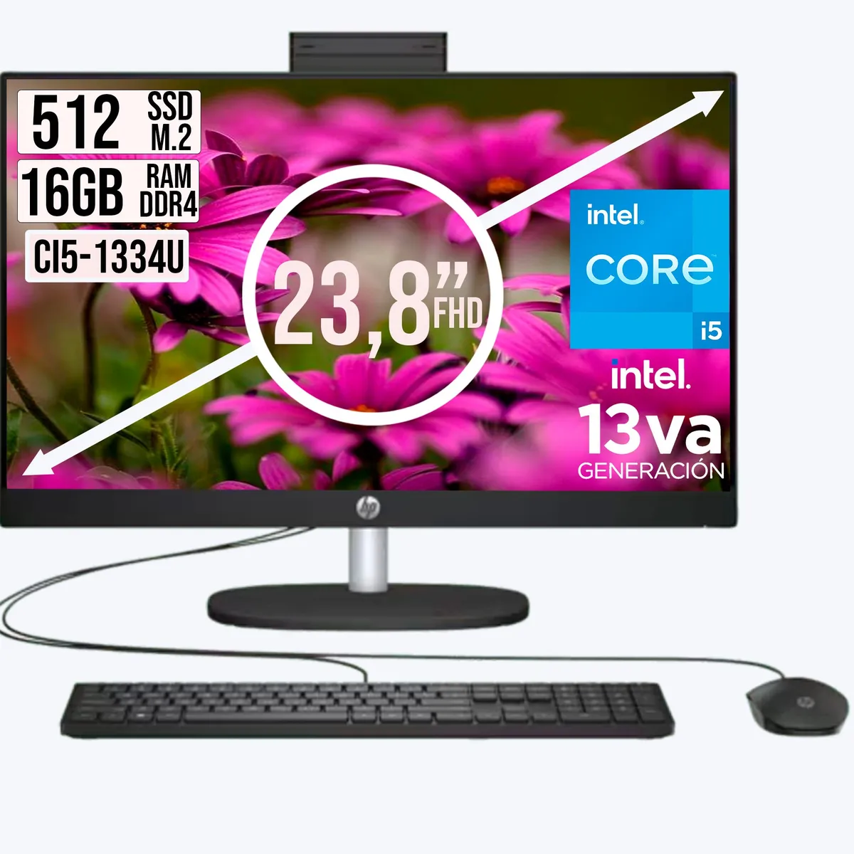 HP - Todo en Uno Hp 24-Cr Intel Core I5-1334u Ssd 512Gb Ram 16Gb Fhd 24