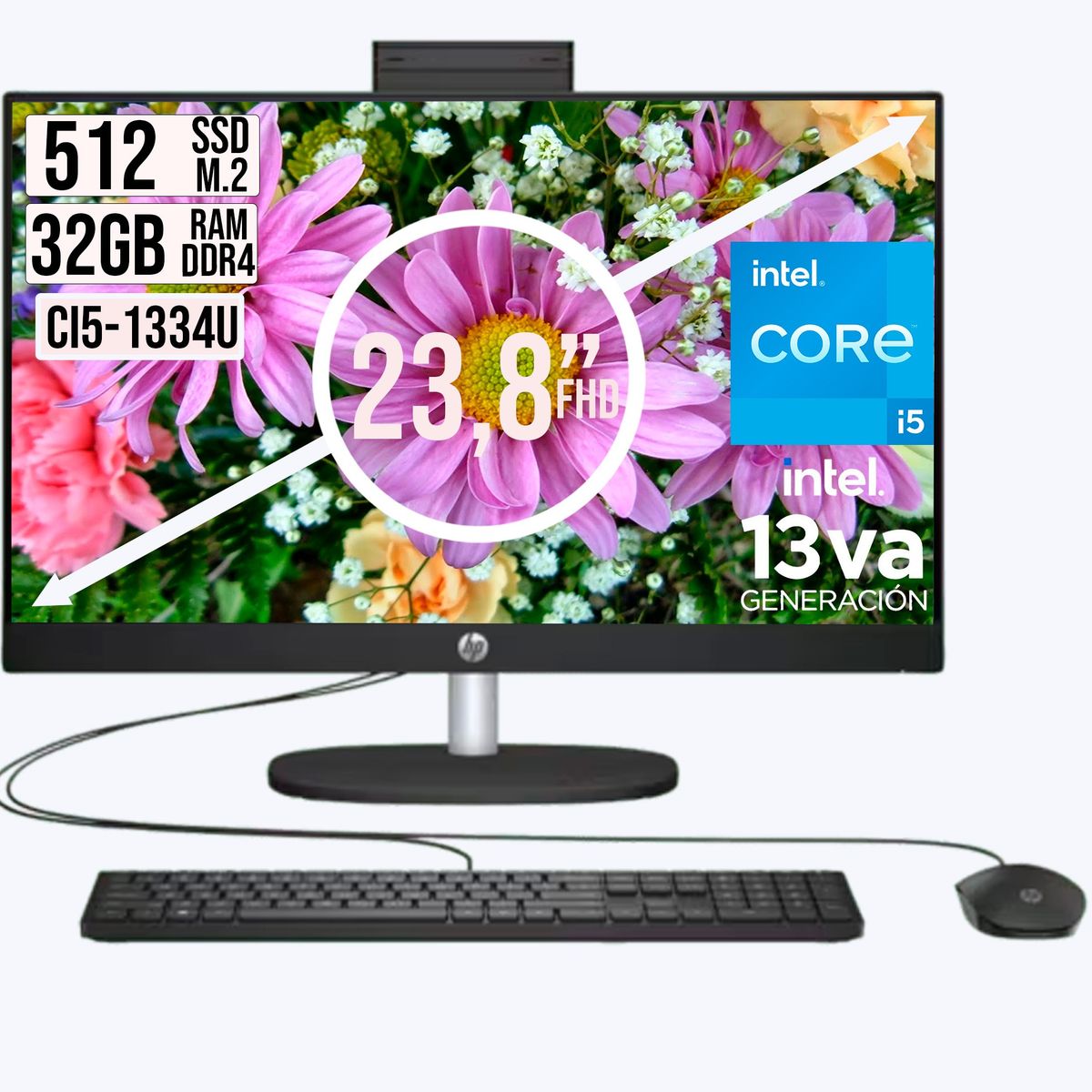HP - Todo en Uno Hp 24-Cr Intel Core I5-1334u Ssd 512Gb Ram 32Gb Fhd 24