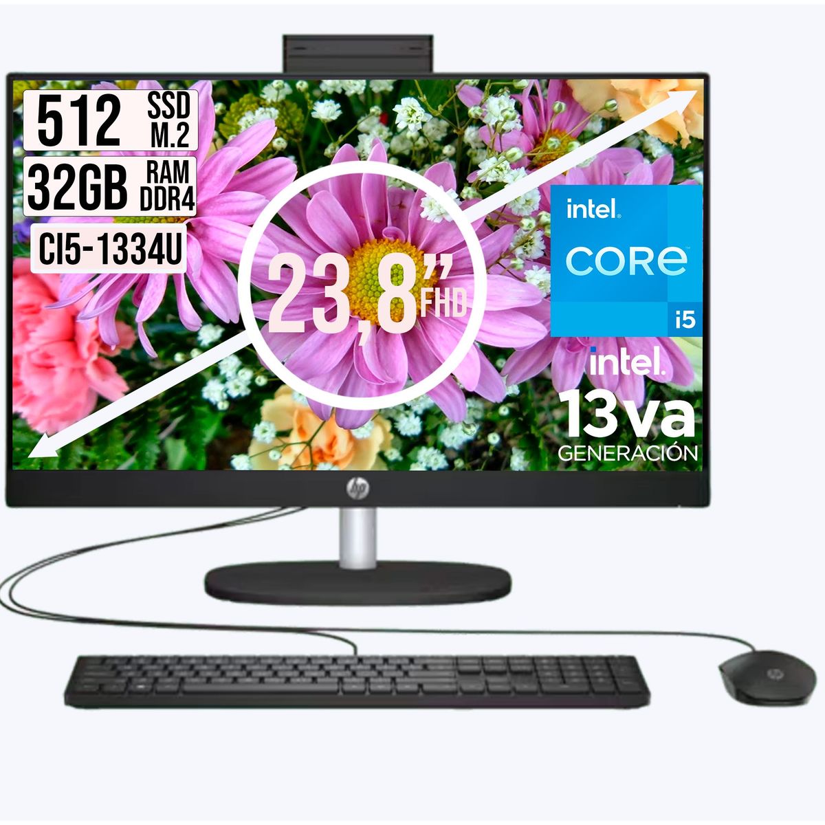 HP - Todo en Uno Hp 24-Cr Intel Core I5-1334u Ssd 512Gb Ram 32Gb Fhd 24