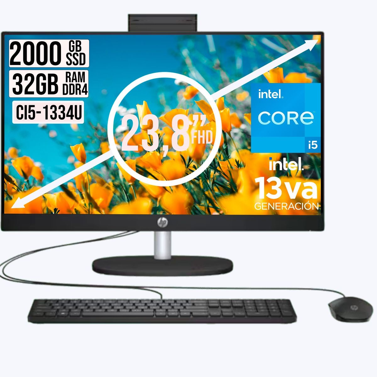 HP - Todo en Uno Hp 24-Cr Intel Core I5-1334u Ssd 2tb Ram 32Gb Fhd 24