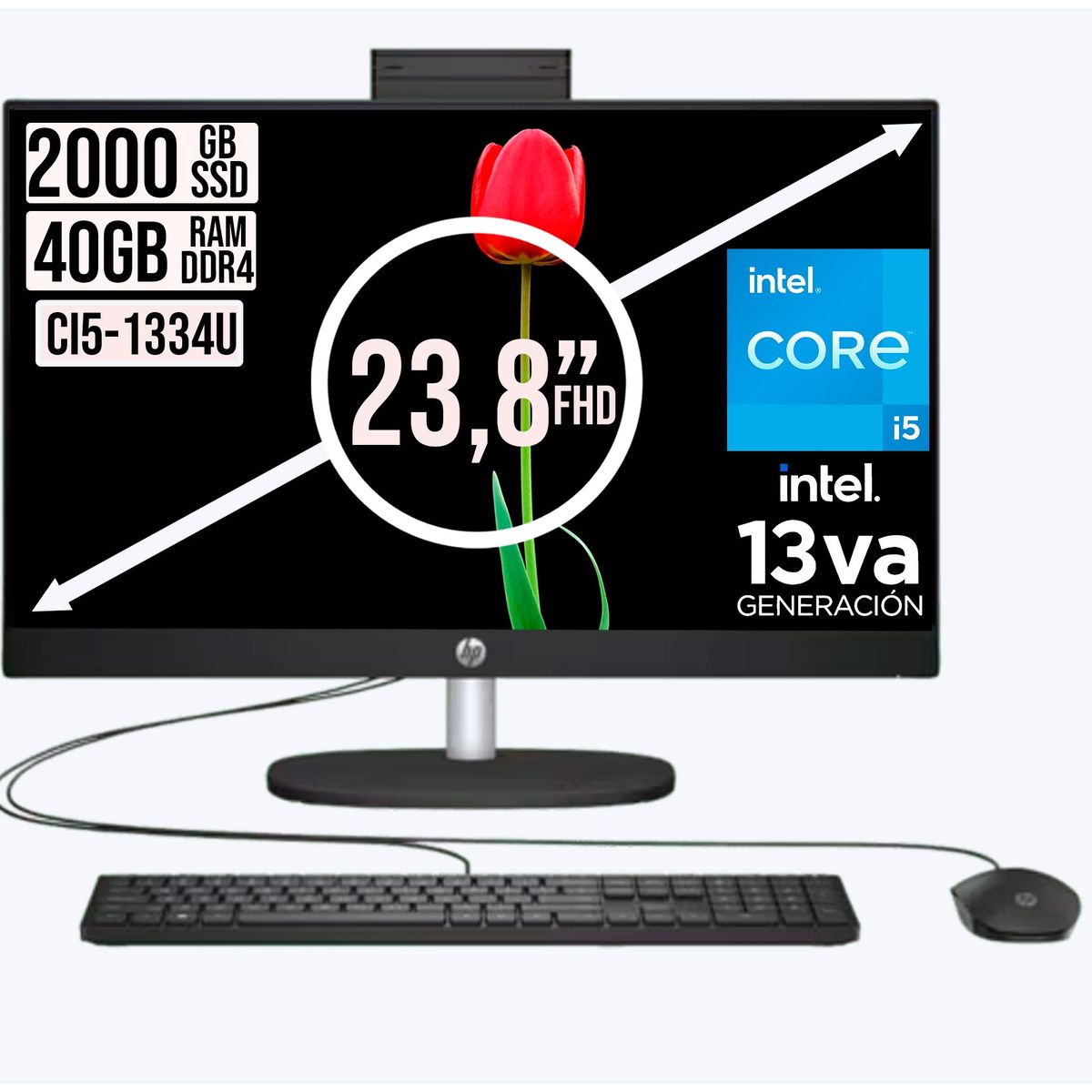 HP - Todo en Uno Hp 24-Cr Intel Core I5-1334u Ssd 2tb Ram 40Gb Fhd 24