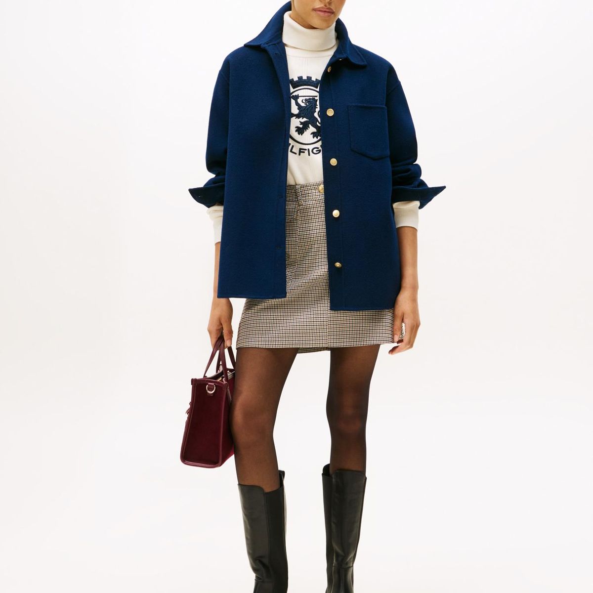 TOMMY HILFIGER - Mini beige falda con estampado de cuadros Tommy Hilfiger
