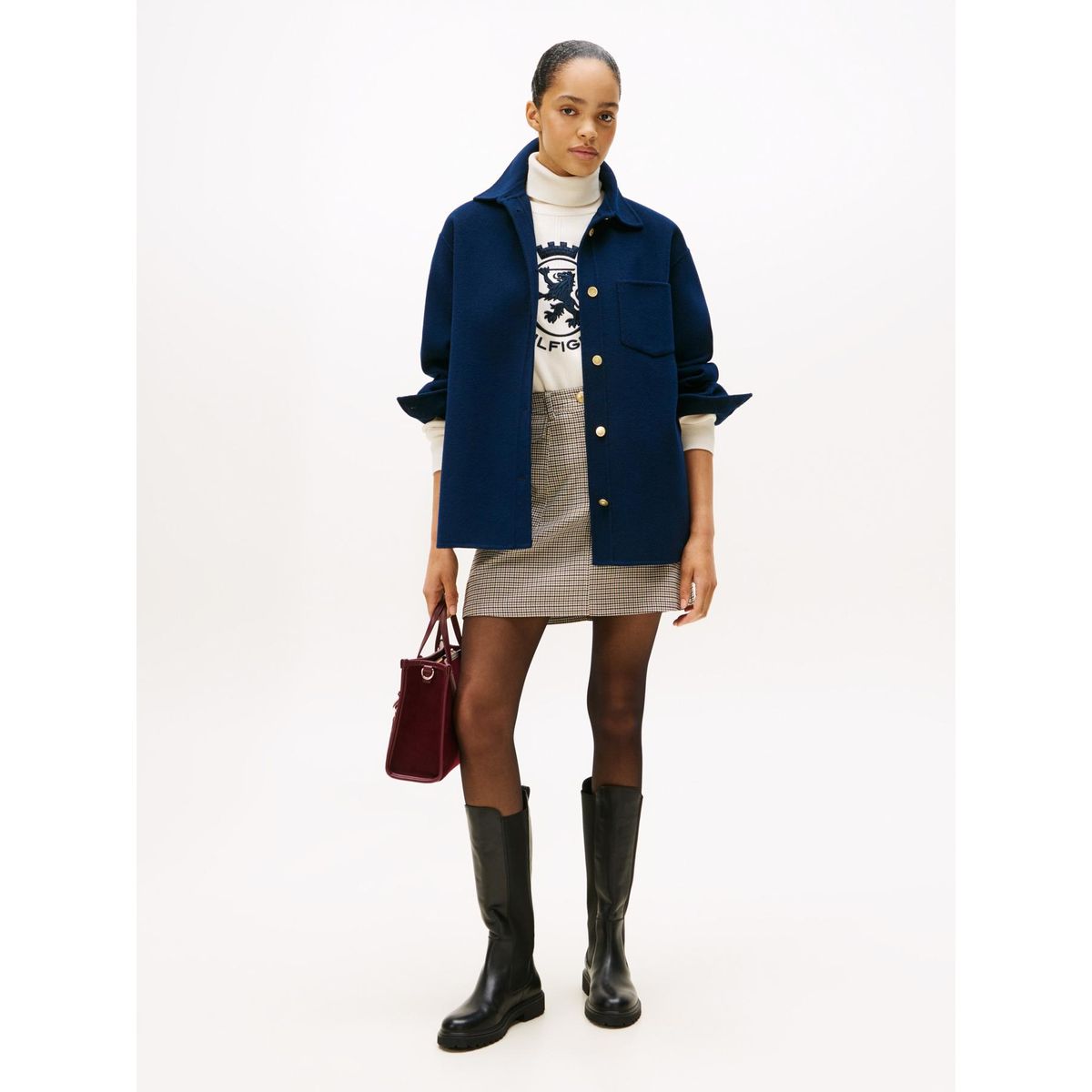 TOMMY HILFIGER - Mini beige falda con estampado de cuadros Tommy Hilfiger
