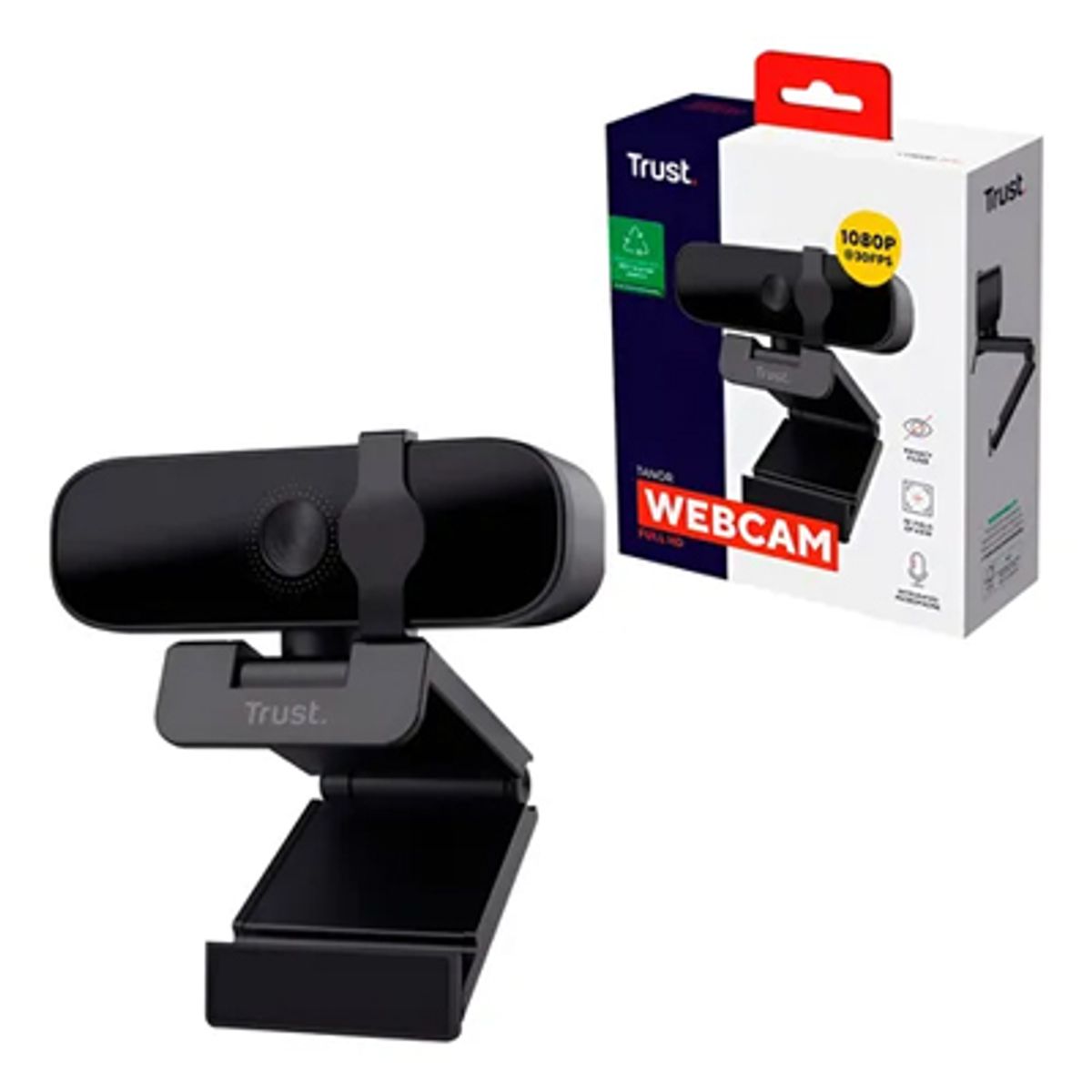 TRUST - camara Webcam Full HD 1080p con Micrófono Integrado USB para PC y Laptop Videollamadas y Streaming HD