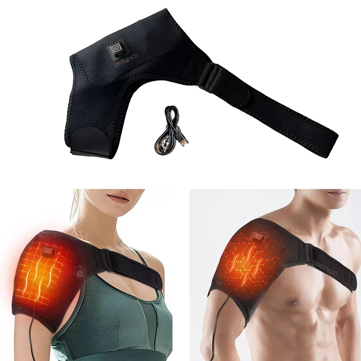 ZOCOCIO - Soporte De Hombro Termico Hombrera De Calor 3 Niveles Usb Negro Ajustable Agregar a favoritos