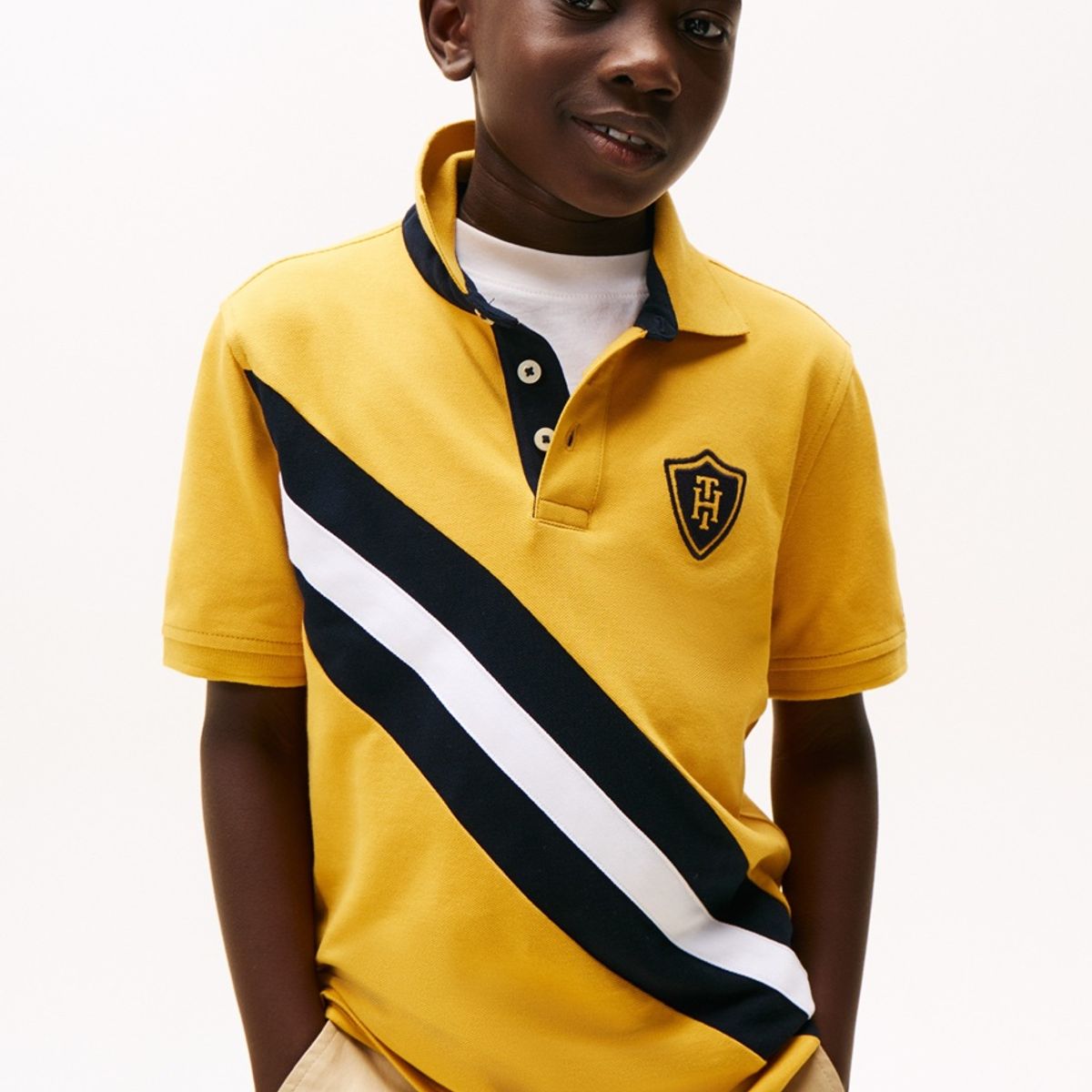 TOMMY HILFIGER - Polo amarillo de manga corta con logo Tommy Hilfiger