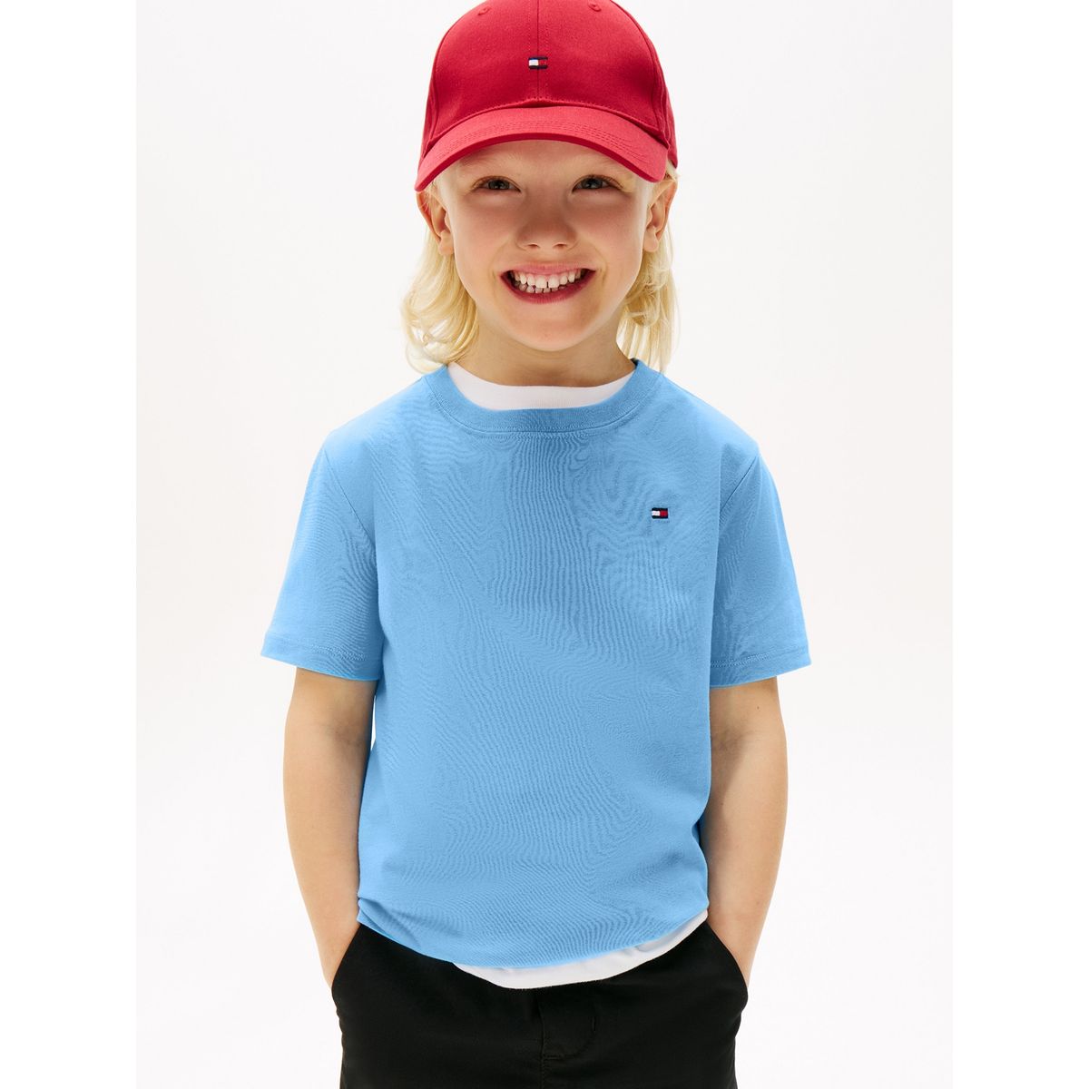 TOMMY HILFIGER - Camiseta celeste nantucket de cuello redondo con logo Tommy Hilfiger