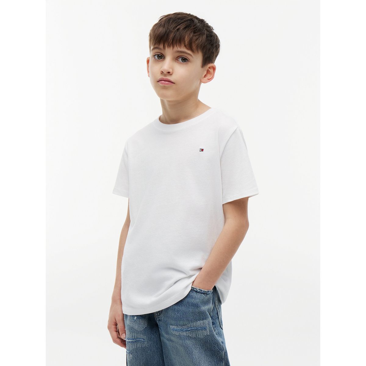 TOMMY HILFIGER - Camiseta blanca nantucket de cuello redondo con logo Tommy Hilfiger