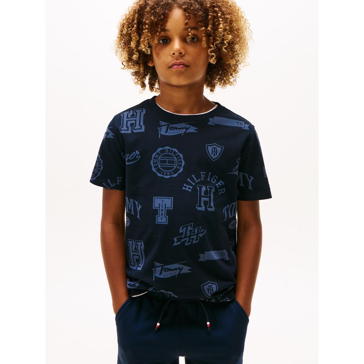 TOMMY HILFIGER - Camiseta azul oscuro manga corta con diseño AOP Tommy Hilfiger