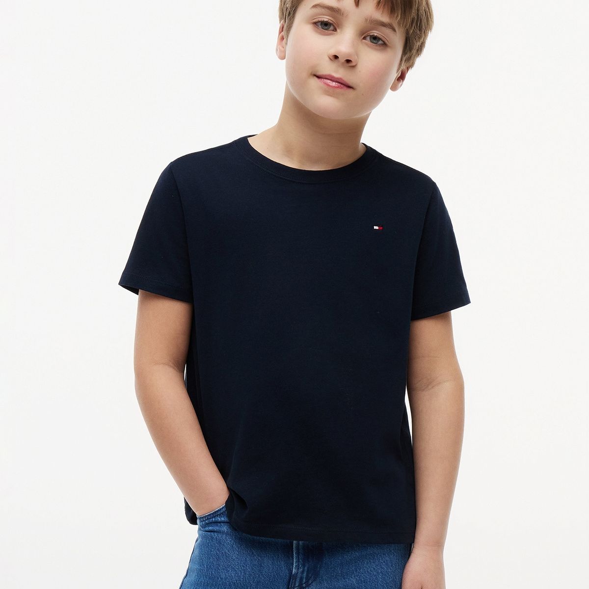 TOMMY HILFIGER - Camiseta azul oscuro nantucket de cuello redondo con logo Tommy Hilfiger