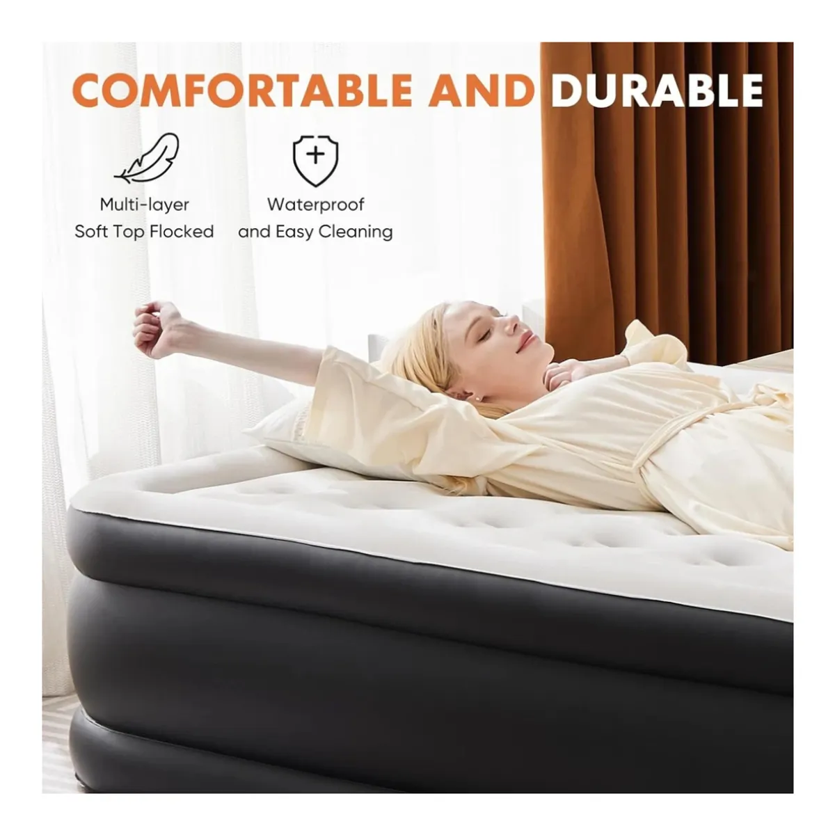 GENERICO - Colchón Inflable Individual con Bomba Eléctrica Integrada – 190 x 95 cm