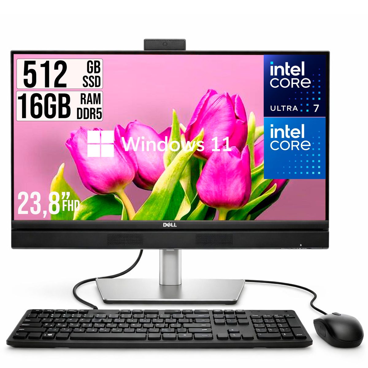 HP - Todo en Uno Dell Pro 24 Intel Core Ultra 7 265  SSD 512GB RAM 16GB W11 Pro 24” FHD