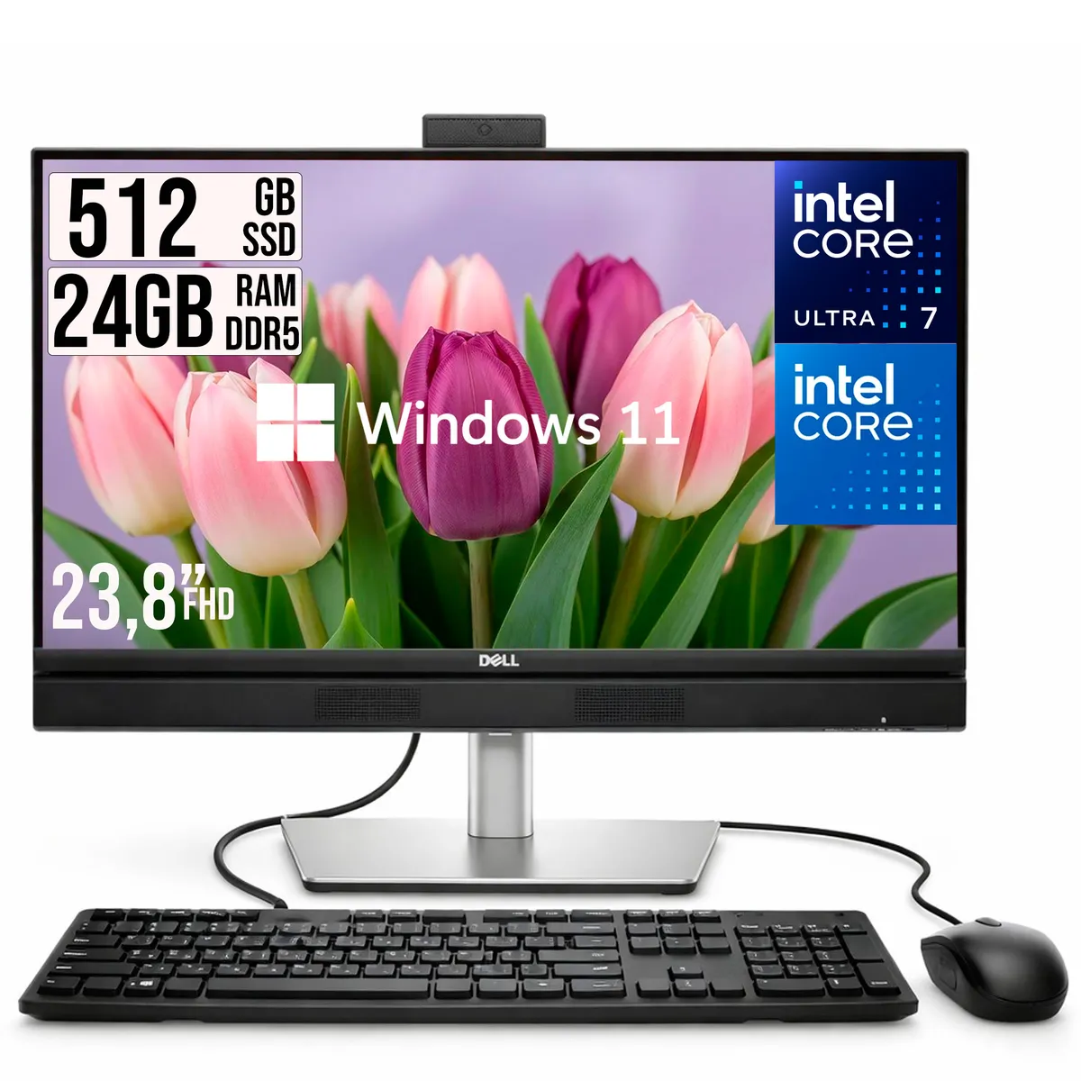 HP - Todo en Uno Dell Pro 24 Intel Core Ultra 7 265  SSD 512GB RAM 24GB W11 Pro 24” FHD