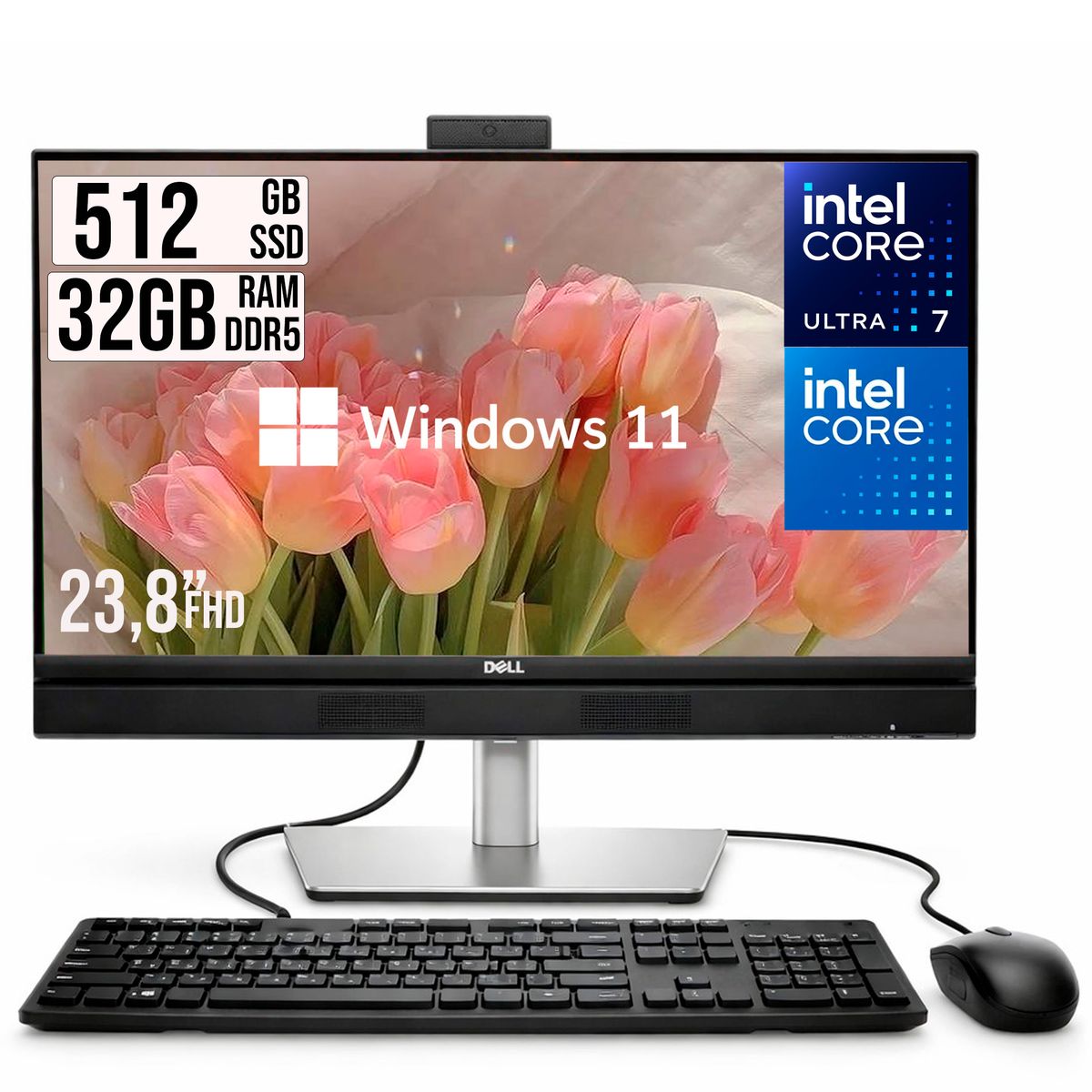 HP - Todo en Uno Dell Pro 24 Intel Core Ultra 7 265  SSD 512GB RAM 32GB W11 Pro 24” FHD
