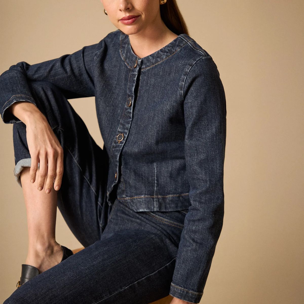 ESPRIT - Chaqueta para Mujer Esprit Denim Crop Cuello Redondo