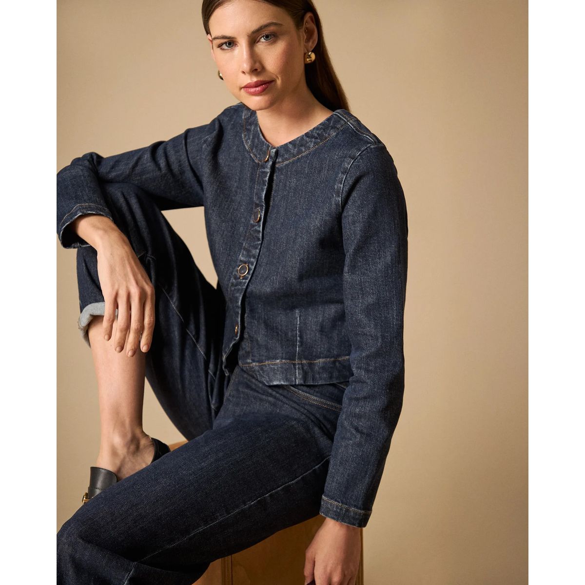 ESPRIT - Chaqueta para Mujer Esprit Denim Crop Cuello Redondo
