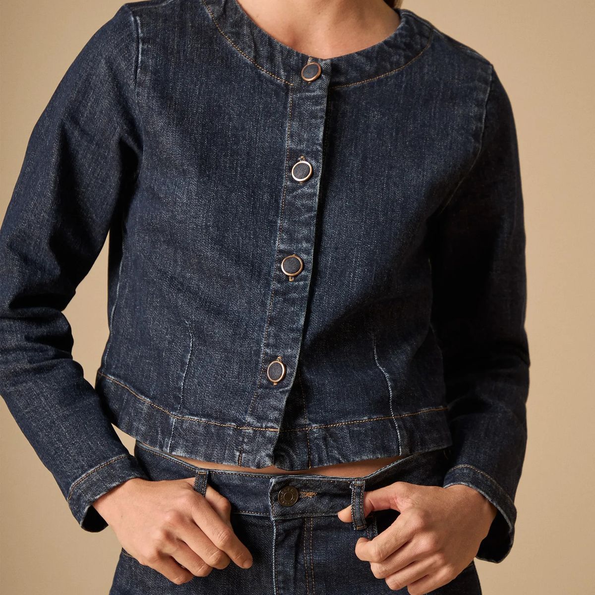 ESPRIT - Chaqueta para Mujer Esprit Denim Crop Cuello Redondo