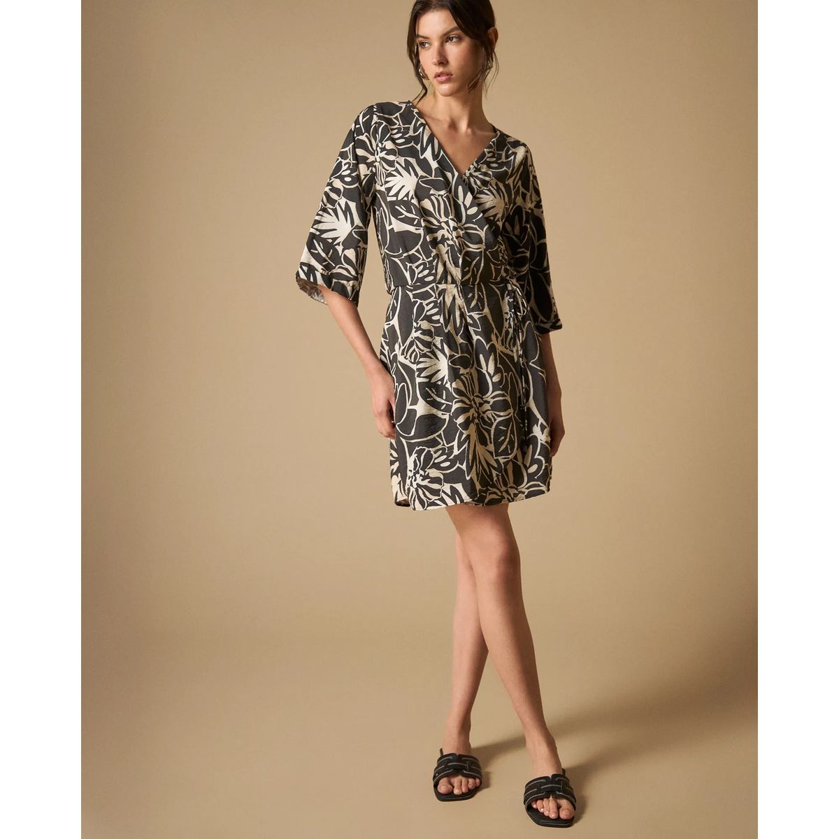 ESPRIT - Vestido para Mujer Esprit Floral Midi con Escote en V y Cinturón