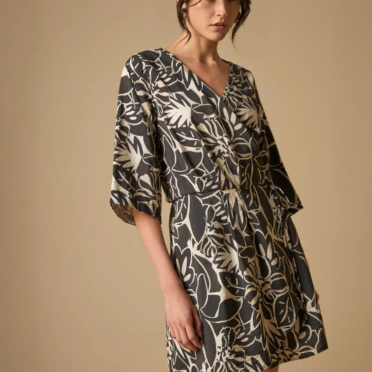 ESPRIT - Vestido para Mujer Esprit Floral Midi con Escote en V y Cinturón