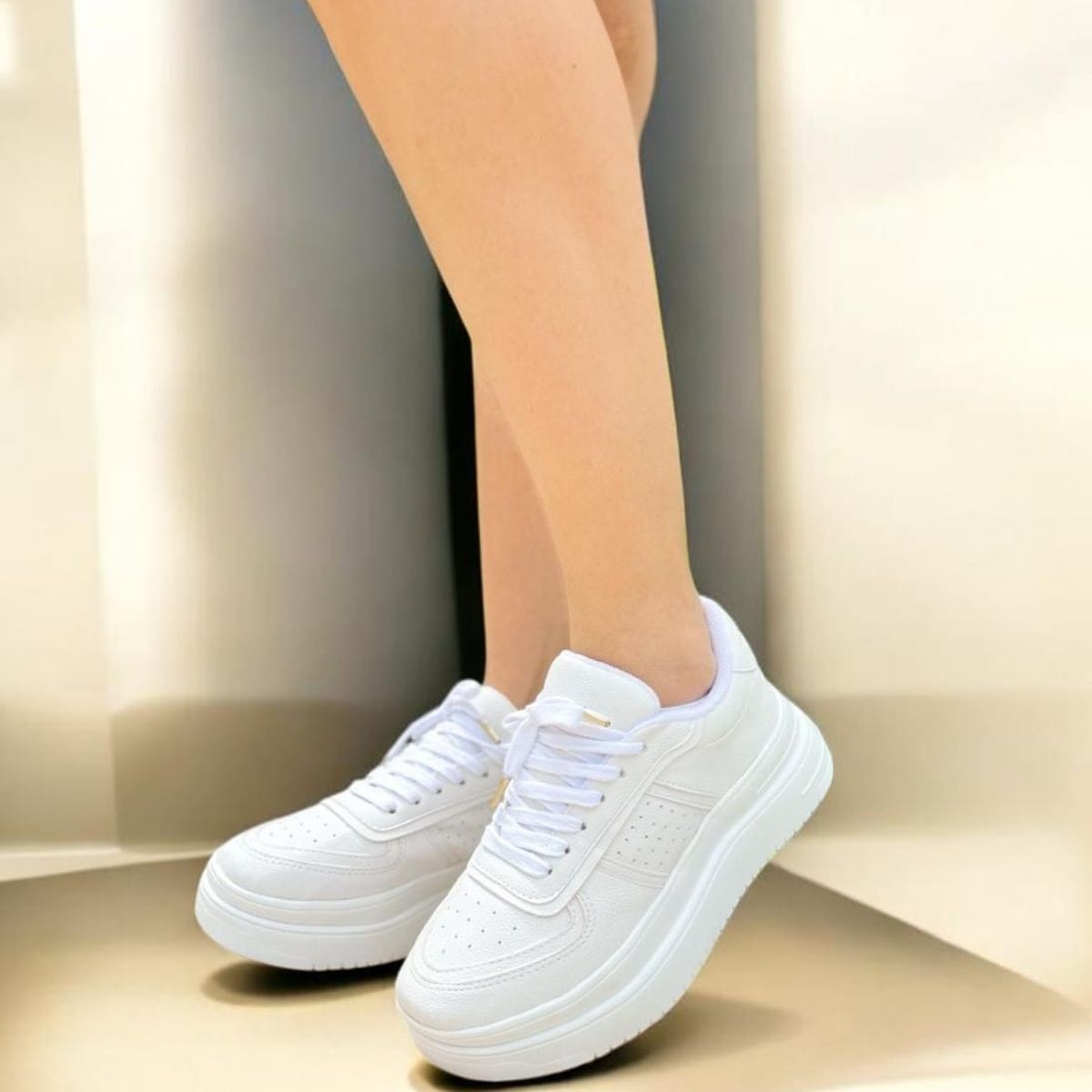 EVEGONZ - Tenis Plataforma Para Mujer Zapato Blanco de Moda