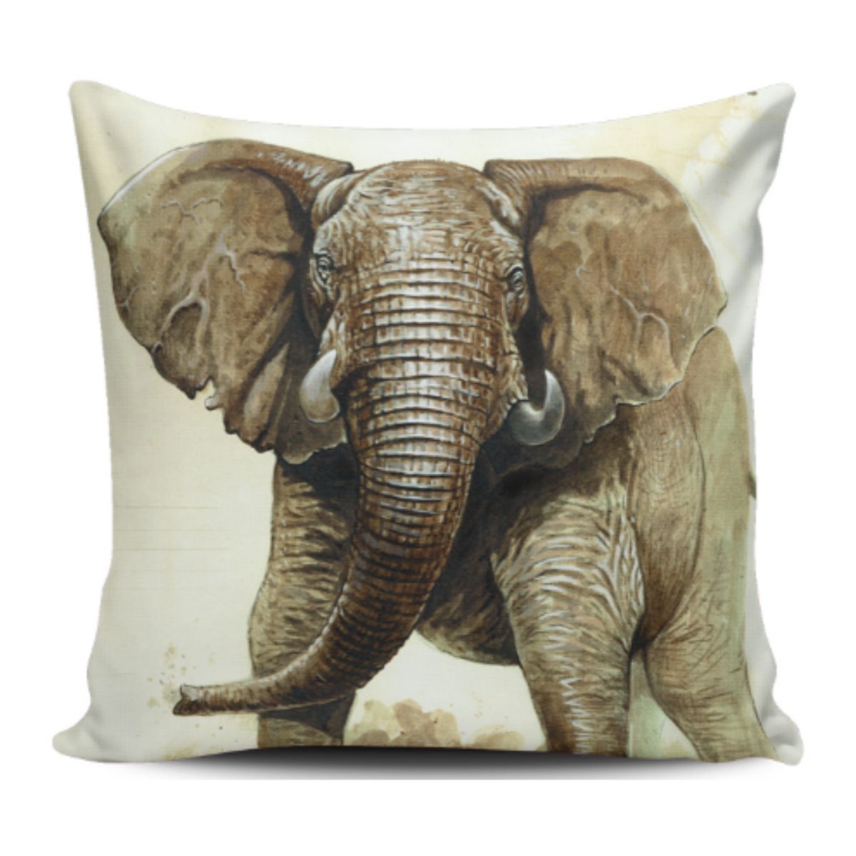 GENERICO - Funda Cojin Decorativo Elefante Realista Diseño 109 1 Sola Cara Sin Relleno 47 X 47 Cm