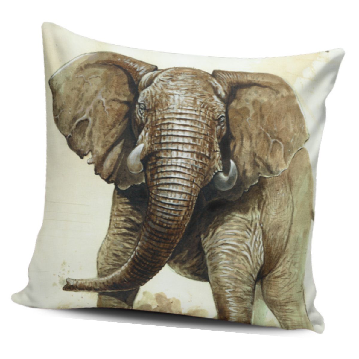 GENERICO - Funda Cojin Decorativo Elefante Realista Diseño 109 1 Sola Cara Sin Relleno 47 X 47 Cm