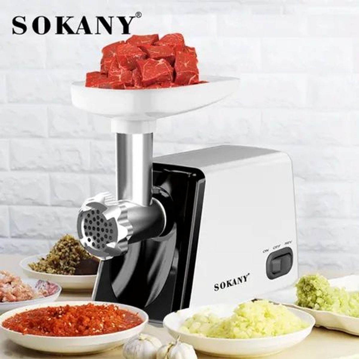 SOKANY - Molino Carne Sokany Electrico Acero Inoxidable Hogar Multiusos